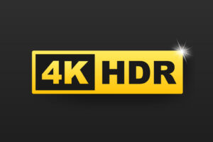 4K Ultra HD symbol, High definition 4K resolution mark, HDR. Vector stock illustration.